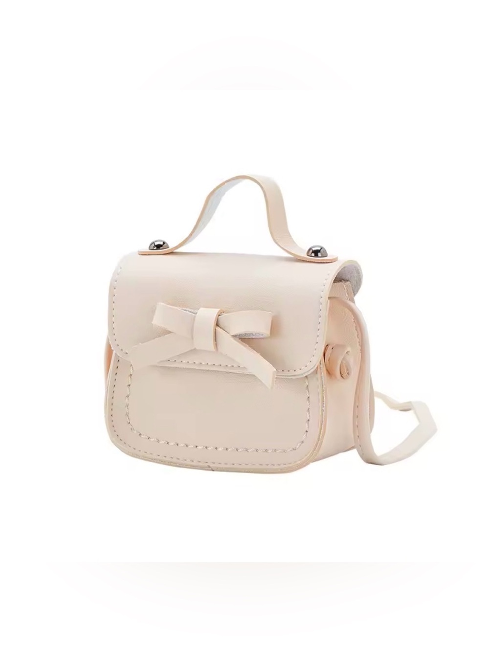 Children’s Cream Bow Accent Top-Handle Crossbody Bag